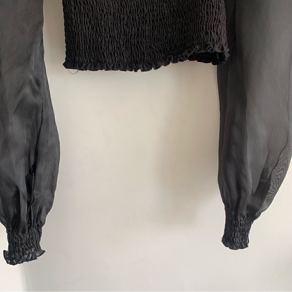 FOREVER 21 PUFF SLEEVE BLOUSE SMOCK BLACK - Picture 6 of 11